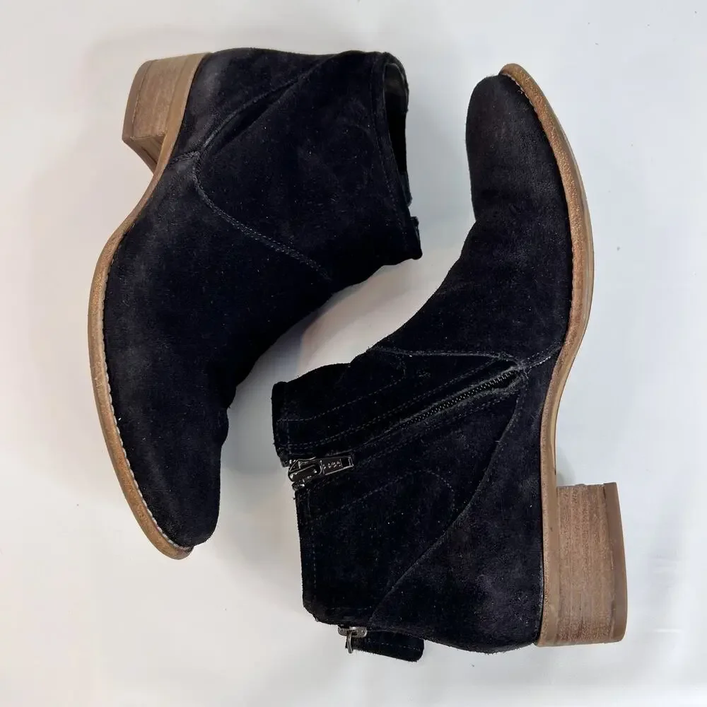 Paul Green Logan Bootie US 5.5 UK 3 Black Suede Leather Ankle Boot Zip Back